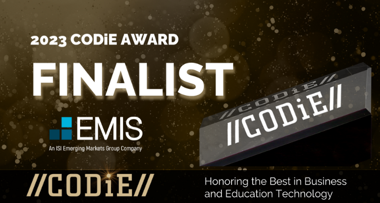 EMIS Named 2023 SIIA CODiE Award Finalist for Best Business Information or Data Delivery Solution